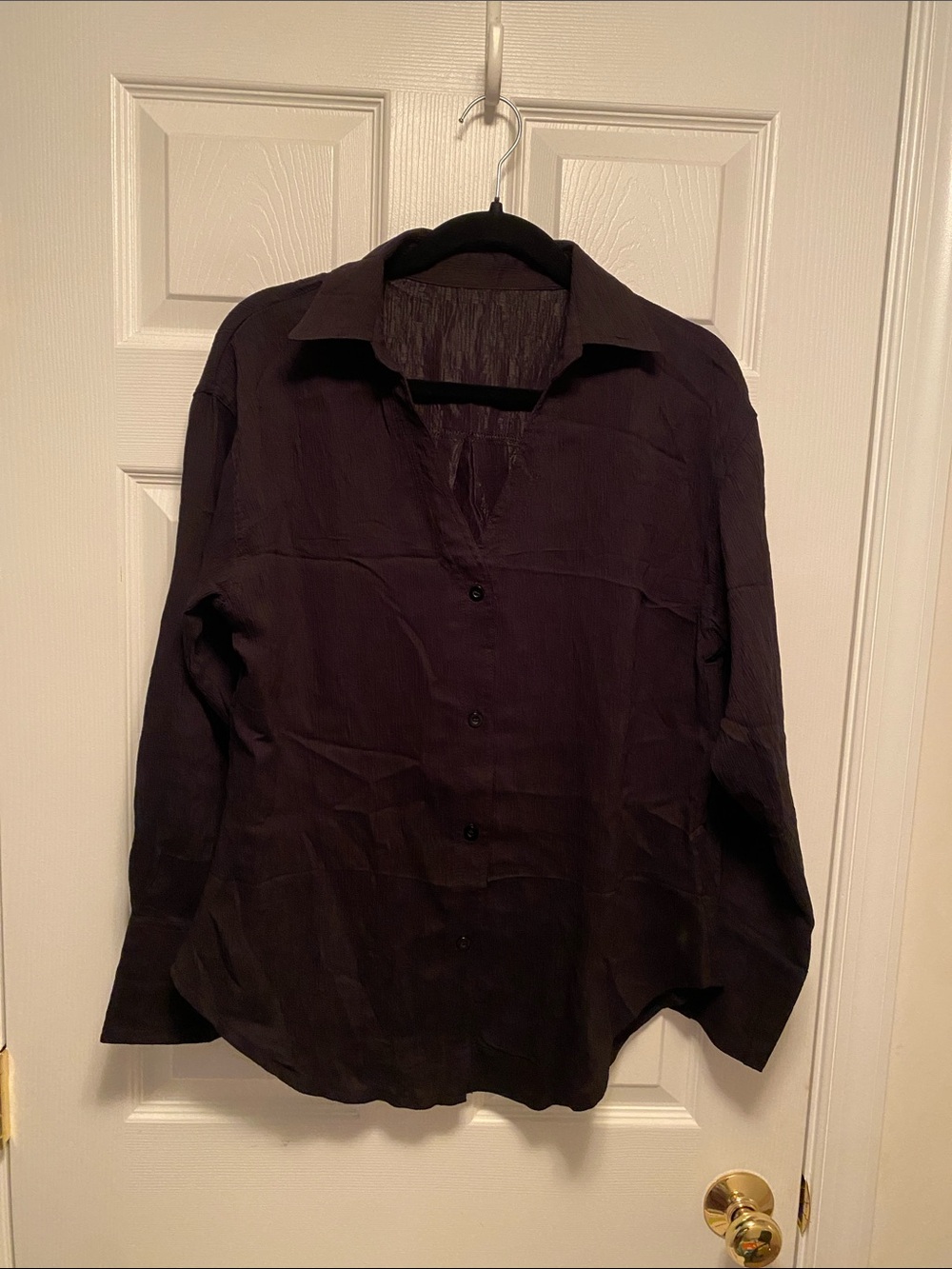 Women’s Black Long Sleeve Button Down Blouse…size L